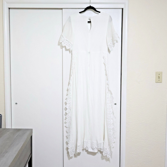 Lulus Sweeten the Occasion White Lace Short Sleeve Maxi Dress L Wedding Boho - Picture 2 of 11